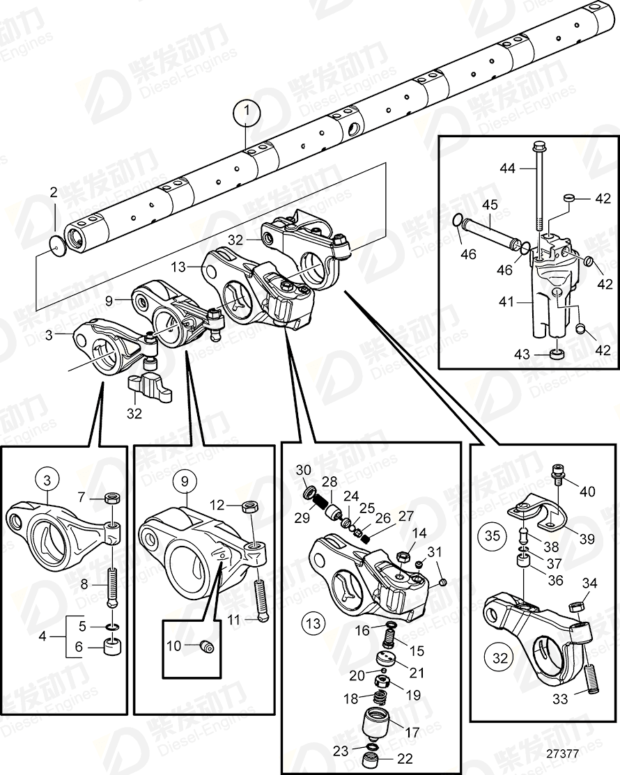 volvo penta Rocker arm 21732664 Drawing volvo penta Rocker arm 21732664 Drawing